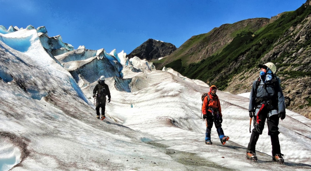 Glacier Trekking after a day of ice climbing