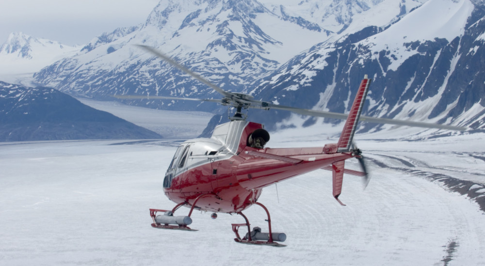 Flying up onto the glacier from Juneau