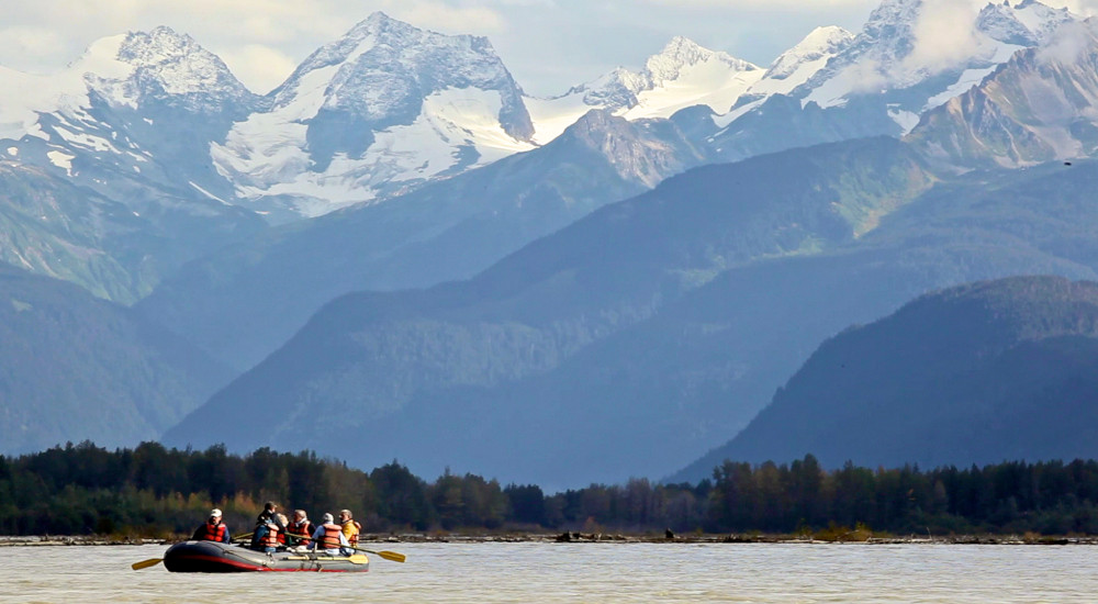 Rafting through the Bald Eagle Preserve in Haines